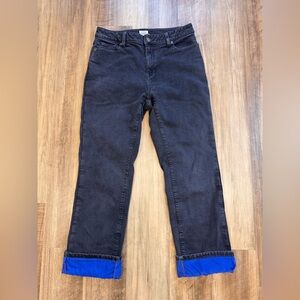 L.L. Bean Black Wash Straight Leg Jeans with Blue Cotton Lining, Size 10